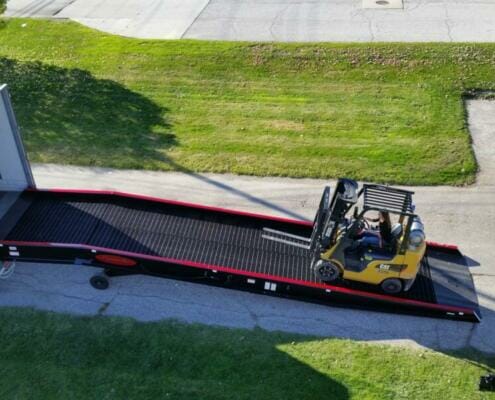 Forklift traveling up a Copperloy ramp | heavy duty truck ramps