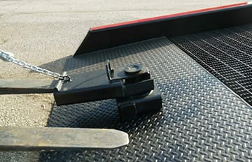 tow motor / forklift positioning sleeve on a yard ramp